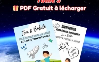 🎁Livre à colorier « Tom & Bolide : en route pour la lune » à télécharger gratuitement