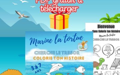 🐢 Marine la tortue : un livre à colorier gratuit à télécharger pour les enfants de 3 à 7 ans